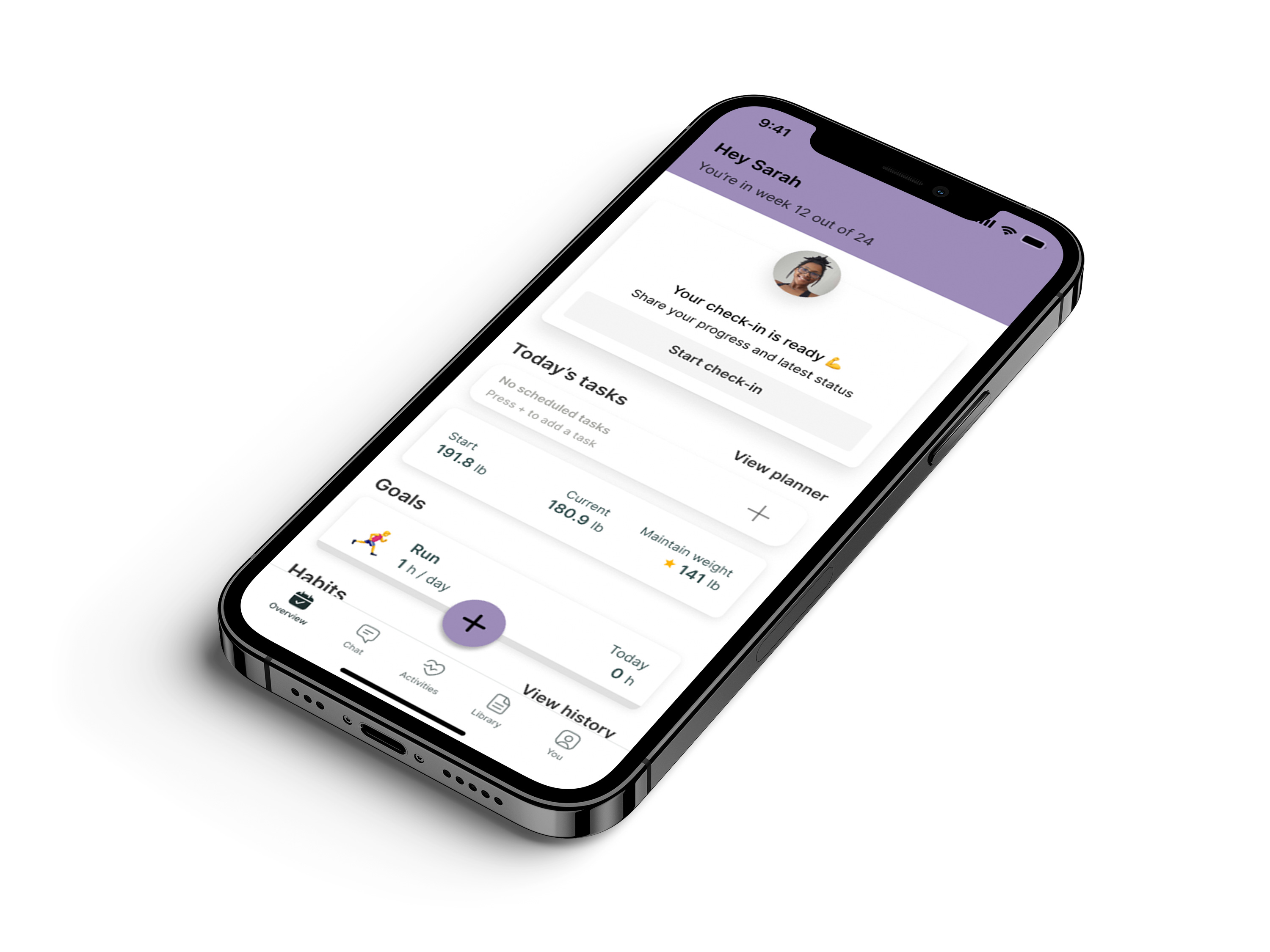 A mockup of the coaching app showcasing the features.