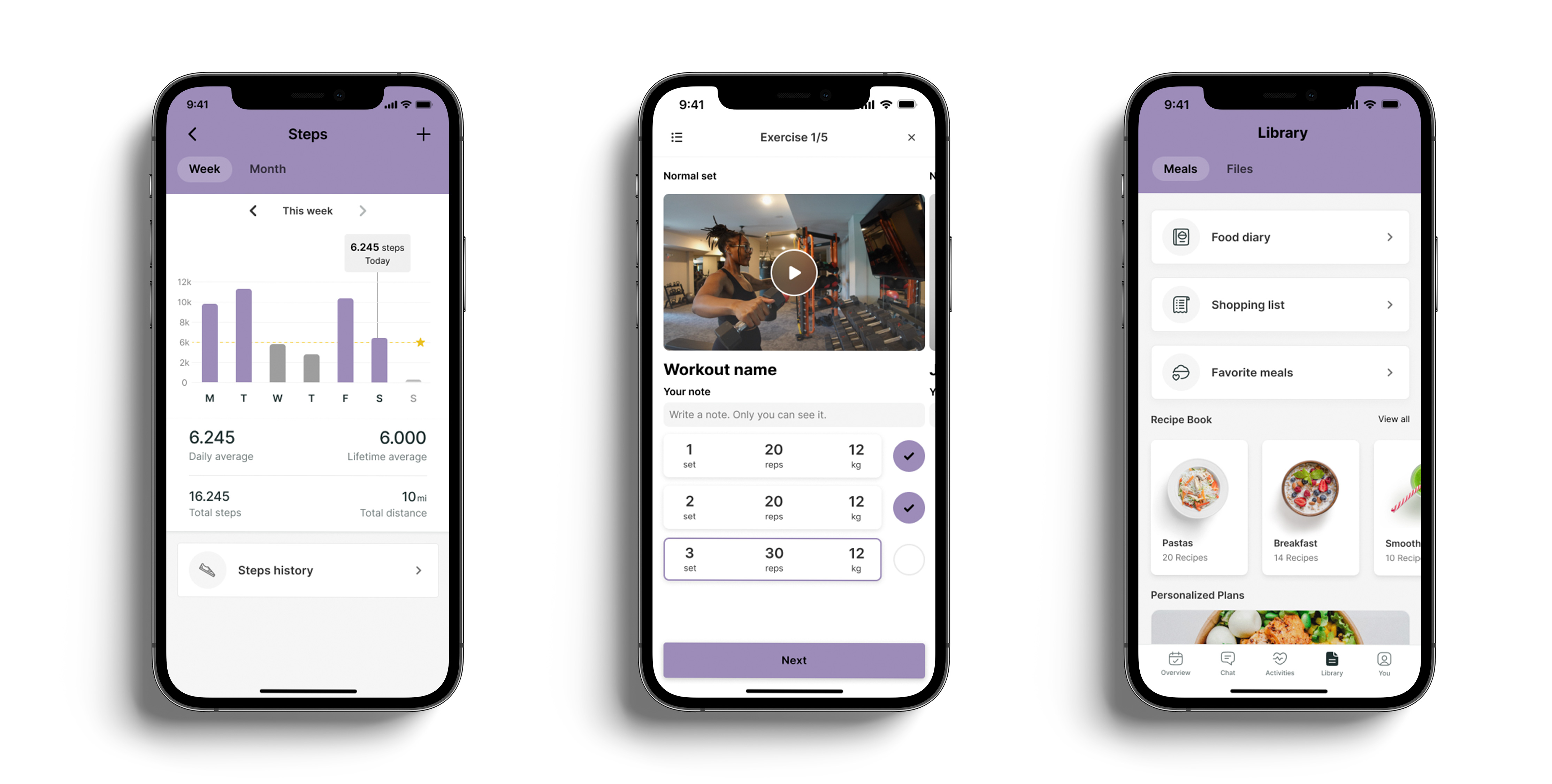 A mockup of the coaching app showcasing the different features.